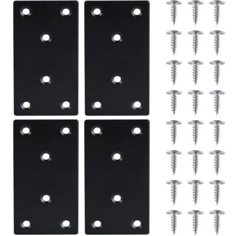 Stück Flachwinkel-Befestigungsplatten aus Edelstahl, perforierte Platten mit Schrauben, Metallwinkel, 48971,8 mm, schwarze Stahlplatte, für Möbelreparatur und Verbindungen