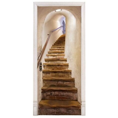 Türsticker, 3D-Wandtattoos im Vintage-Stil für Schlafzimmer, Treppenhaus-Poster für Erwachsene und Kinder (77 x 200 cm), selbstklebende Kunstdrucke, Wandtattoos