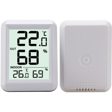 Innen- und Außenthermometer, intelligentes Thermometer mit drahtlosem Außensensor, digitales Thermometer-Hygrometer mit großem LCD-Display, ℃/℉-Umschaltung, für Büro, Zuhause, Schlafzimmer, 67