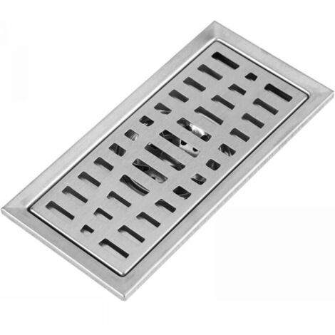 Bodenablauf mit abnehmbarem Deckel, rechteckiges Waschbecken 200 x 100 mm, Duschablauf aus Edelstahl, Gitterablauf für Bad, WC, Waschküche, Garten, Küche