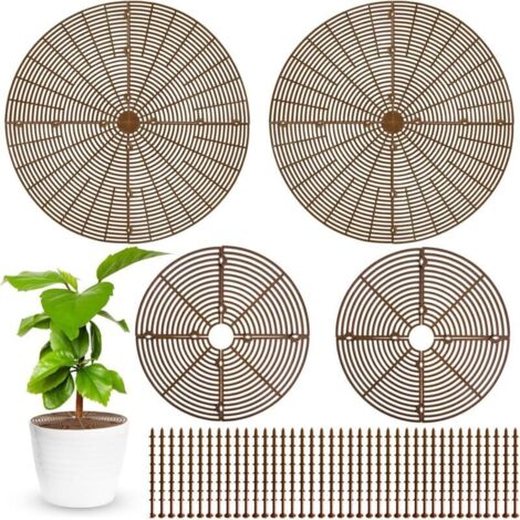 Set mit 4 Blumentopfgittern, 52 cm und 30 cm, zuschneidbar, Blumentopfschutz mit Stäben, für den Innen- und Außenbereich (1/4)