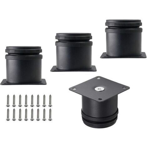 Set mit 4 verstellbaren runden Möbelfüßen aus Edelstahl, 5 cm Durchmesser, Ersatzfüße aus Metall für Schränke, Sofas, Regale, Tische (schwarz) (1/4)