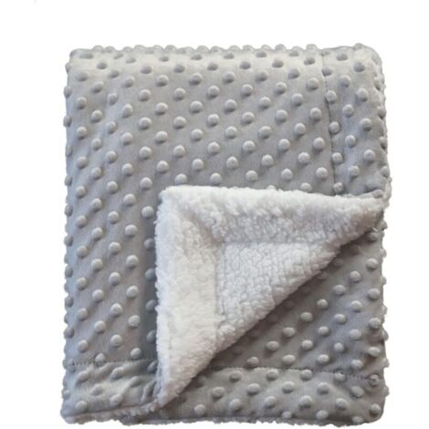 Bequeme, weiche und warme Sherpa-Decke für Babys und Kleinkinder, für alle Jahreszeiten, für Kinderbetten und Kinderwagen, für Jungen, 75 cm x 100 cm – gepunktet, hellgrau
