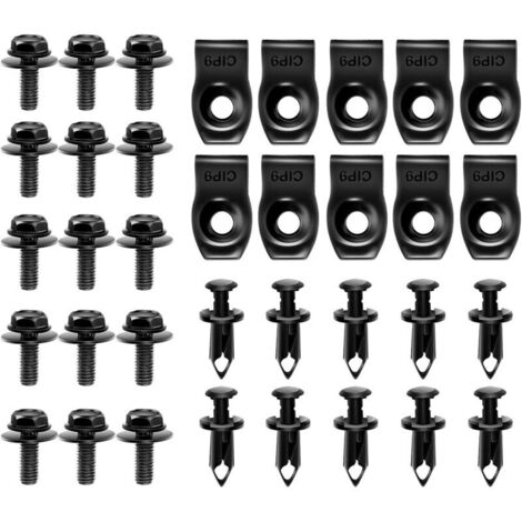 Set mit 35 Schutzschrauben für Motor, Stoßstange, Kotflügel, Stoßstangenverkleidung, Nietbefestigungen, schwarz (1/4)