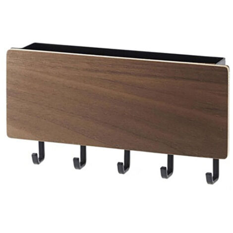 Wandmontierter Schlüsselhalter mit 5 Haken, kleiner Schlüsselhalter aus Holz, ideal für Eingangsbereich, Flur, Küche oder Büro (braun) (1/4)