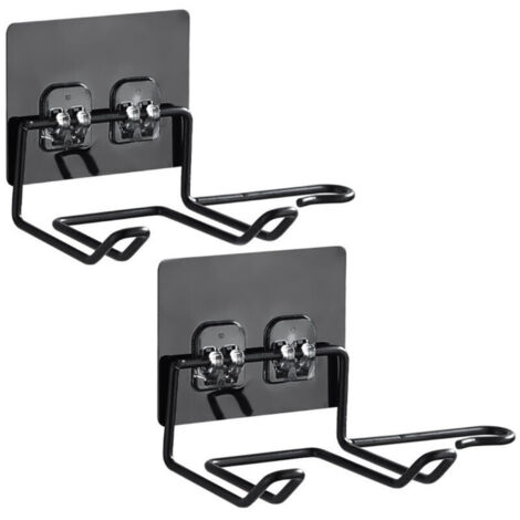 Wandhalterung für Haartrockner ohne Bohren – Selbstklebend mit Kabelmanagement – Edelstahl – 2er-Pack, Schwarz (1/4)