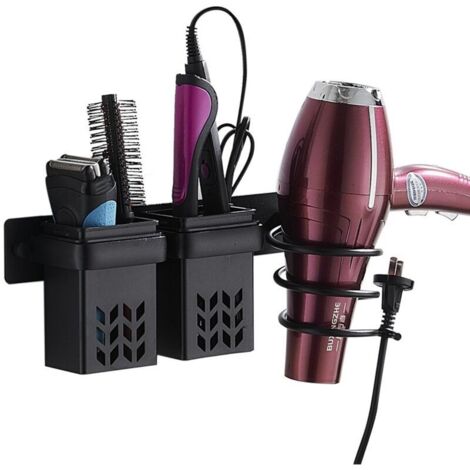 Wandhalterung für Haartrockner und Glätteisen, Kabelorganizer mit Befestigungslöchern, multifunktionaler Badezimmer-Organizer für Hotels (1/4)