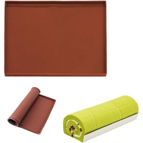 Silikon-Backmatte für Biskuitkuchen 30x40x1cm - Flexibel mit erhöhtem Rand (Braun) (1/4)