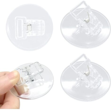 Set mit 4 Duschvorhangclips, wind- und spritzwassergeschützt, selbstklebende Duschvorhanghalterung für Duschwände im Innenbereich, transparent