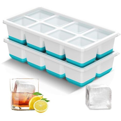Eiswürfelform, 2er-Set große, wiederverwendbare Eiswürfelformen, gefriergeeignete Eiswürfelformen mit Deckel, leicht zu entnehmende Eiswürfelformen für Getränke, Whisky und Cocktails