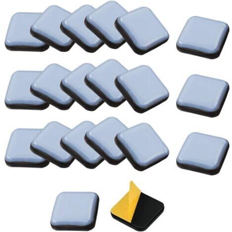 20 selbstklebende Möbelgleiter, quadratische Teflon-Möbelgleiter, 25 mm Teflon-Stuhlgleiter für Stühle, Sofas, Schreibtische, Tische, Sessel