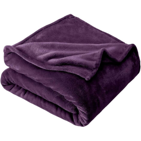 Lila Doppel-Überwurfdecke für Sofa/Bett, weich und bequem, 152 x 203 cm