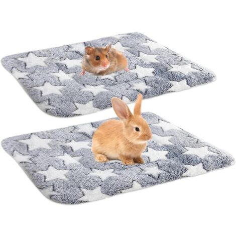 Set mit 2 weichen Kissen für Hamster, Kaninchen, Meerschweinchen und Chinchillas – 34 x 28 cm, grau