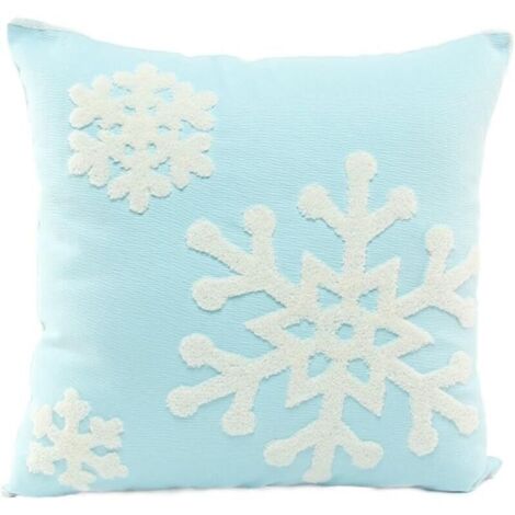 Kissenbezug aus Baumwolle mit Schneeflockenmuster, 45 x 45 cm, für Wohnzimmer, Sofa, Schlafzimmer, Auto, blauer Kissenbezug im nordischen Stil (1/2)