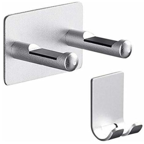 Silberner Haartrocknerhalter, Wandhalterung aus Aluminium mit Stecker, selbstklebend und wasserdicht (1/4)