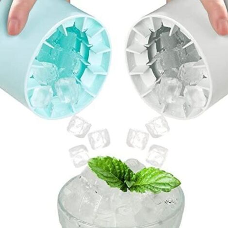 2-teilige Eiswürfelformen, Silikon-Eiswürfelformen, zylindrischer Eiswürfelbecher, leicht zu entformender Eiswürfelbecher, fasst bis zu 60 Eiswürfel (1/4)