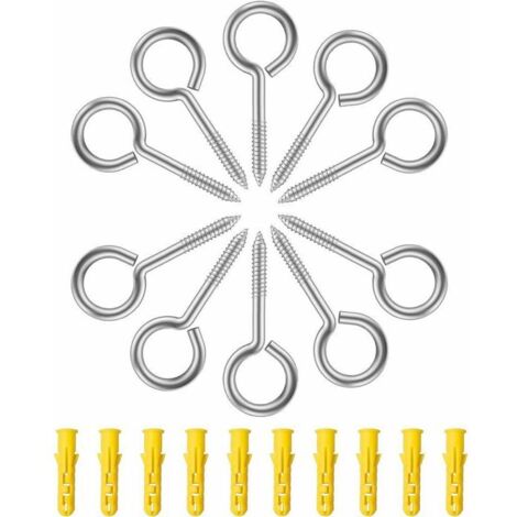 Einschraubbare Ösenschraube, 10 Stück, Ringschrauben, M5 x 65 mm, Ösenschraube mit Edelstahlgewinde, Einschraubhaken (1/4)