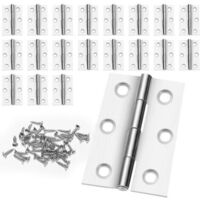 20 Türbänder für Schränke, Türbänder, Möbelbänder, Größe 44 mm × 30 mm, Edelstahlbänder, mit 120 Schrauben, geeignet für Türen, Fenster und Schränke