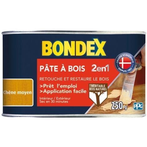 Bondex Pâte à Bois 2 en 1 Rebouche et Restaure Couleur: CHENE MOYEN - Conditionnement: 250GR