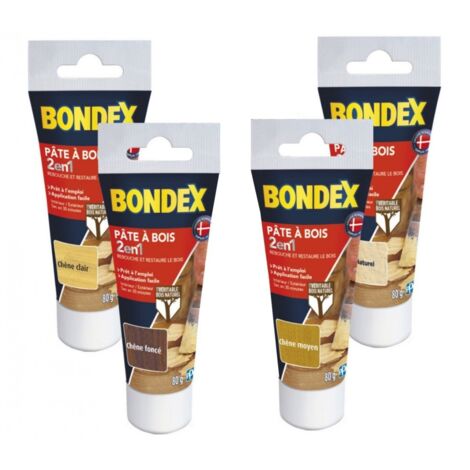 Bondex Pâte à Bois 2 en 1 Rebouche et Restaure Couleur: CHENE CLAIR - Conditionnement: 80GR (1/2)