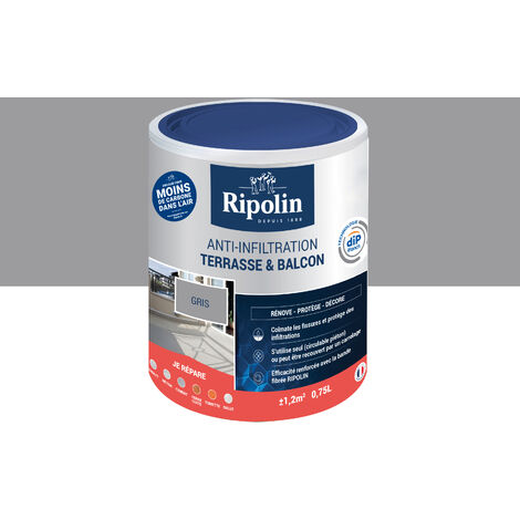 Ripolin – Revêtement étanche pour terrasse et balcon 0,75L – Couleur gris – Hydrofuge et résistant aux intempéries – Application facile