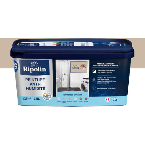 Peinture Anti-Humidité - Satin - 2,5L - Lin - Ripolin (1/5)