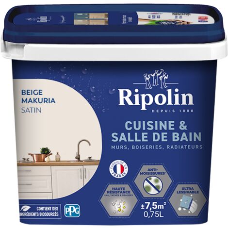Peinture Murale spéciale Cuisine et Bain - Satin - 0,75L - Makuria - Ripolin (1/5)