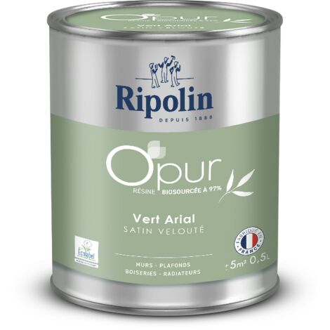 Peinture Couleur à base de résine biosourcée à 97% - Satin - 0,5L -  vert arial - Ripolin
