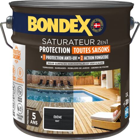 Saturateur 2en1 Protection Toutes Saisons - Mat - 2,5L - Ebène - Bondex