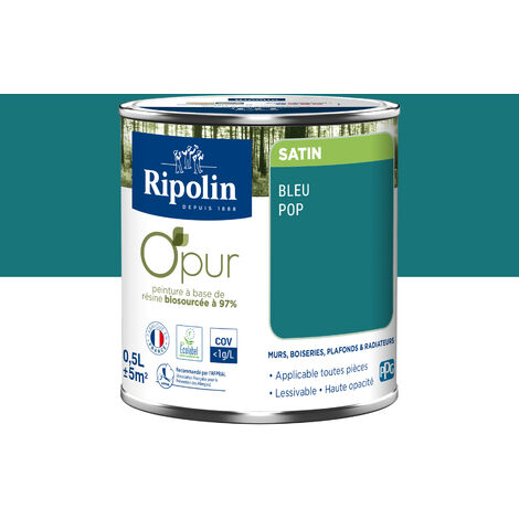 Peinture Couleur à base de résine biosourcée à 97% - Satin - 0,5L -  Bleu pop - Ripolin (1/5)