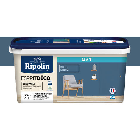 Peinture Murale Toutes Pièces - Mat - 2,5L - Bleu Séram - Ripolin (1/7)