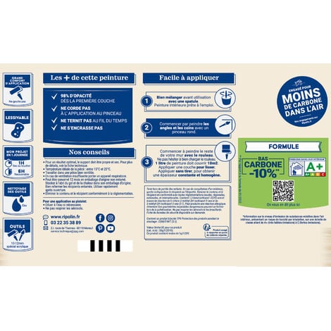 Peinture Murs Et Plafonds Blanc Opacifiant Satin Velouté 2.5l VARIATECH | Brico Cash