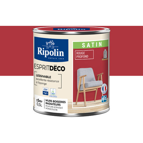 Peinture Murale Toutes Pièces - Satin - 0,5L - Rouge Profond - Ripolin (1/5)