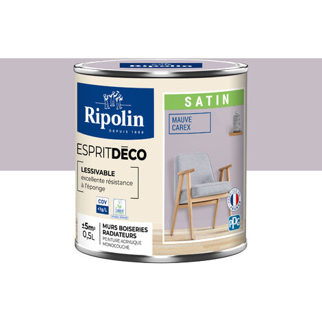 Peinture Murale Toutes Pièces - Satin - 0,5L - Mauve Carex - Ripolin (1/5)