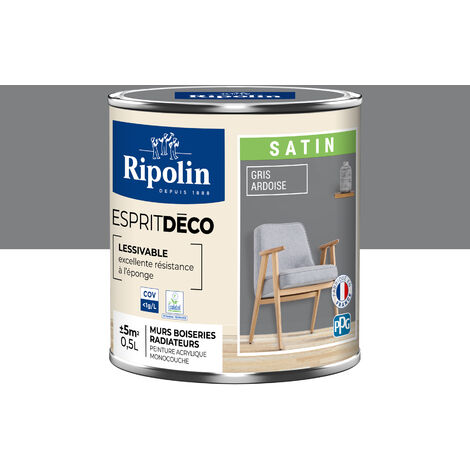 Peinture Murale Toutes Pièces - Satin - 0,5L - Gris Ardoise - Ripolin (1/5)