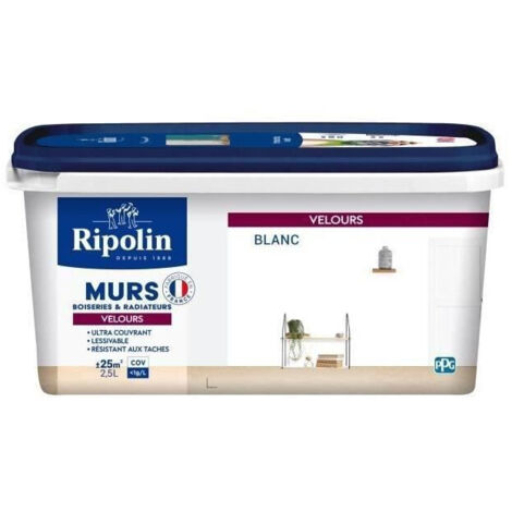 RIPOLIN Peinture Blanc Velours pour Murs, Boiseries Radiateurs - Blanc (1/5)