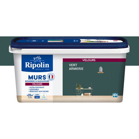 Peinture aspect Velours - 2,5L - Vert Armerie - Ripolin (1/5)