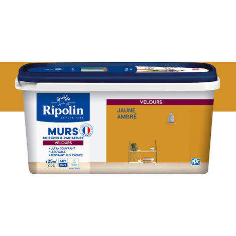 Peinture aspect Velours  - 2,5L - Jaune Ambré - Ripolin (1/5)
