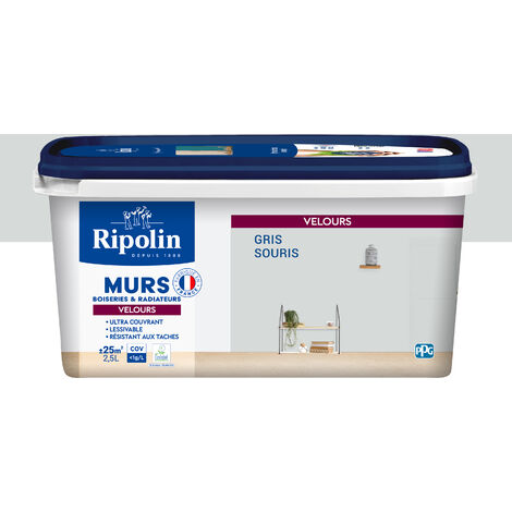 Peinture aspect Velours - 2,5L - Gris Souris - Ripolin (1/5)