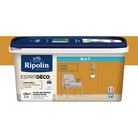 Peinture Murale Toutes Pièces - Mat - 2,5L - Jaune Ambré - Ripolin (1/5)