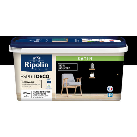 Peinture Murale Toutes Pièces - Satin - 2,5L - Noir Houvert - Ripolin (1/5)