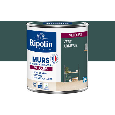 Peinture aspect Velours - 0,5L - Vert Armerie - Ripolin (1/5)