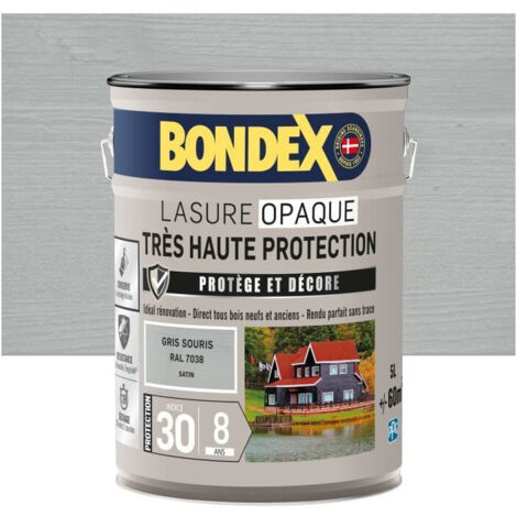 Bondex – Lasure extérieure gris satin 5L – Protection renforcée contre intempéries – Formulation microporeuse – Application facile