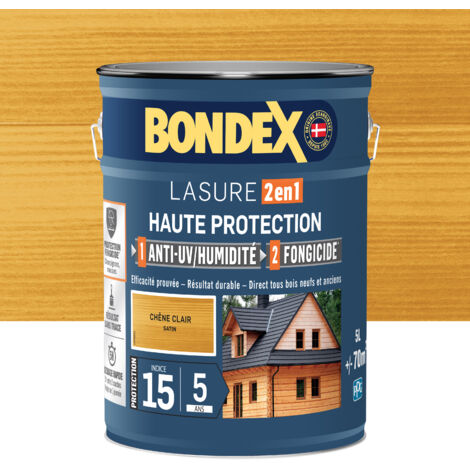 Bondex – Lasure extérieure satinée 5L – Protection durable jusqu'à 5 ans – Application facile sur tous types de bois – Résultat sans trace