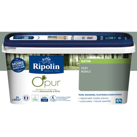 Peinture Couleur à base de résine biosourcée à 97% - Satin - 2L - Vert Nobile - Ripolin