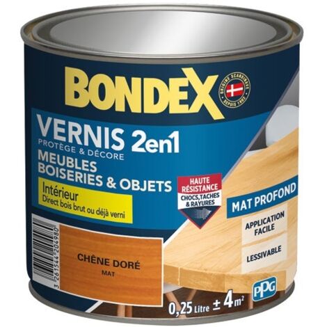 Bondex – Vernis extérieur chêne doré mat 250 ml – Protection anti-salissure – Résistant à l'eau et à l'humidité – Application facile sur bois brut