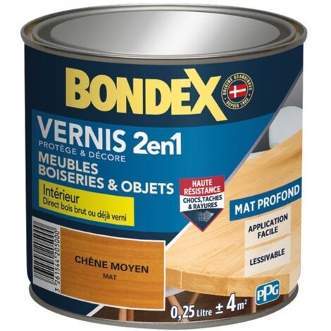 Bondex – Vernis extérieur mat 0,25L pour bois brut – Protection anti-salissure – Résistant à l'eau et à l'humidité – Chêne moyen