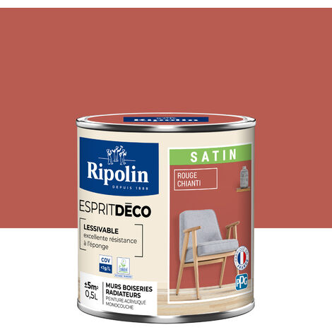 Peinture Murale Toutes Pièces - Satin - 0,5L - Rouge Chianti - Ripolin (1/5)