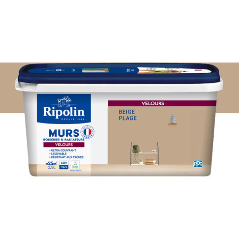 Ripolin – Peinture anti humidité 468428 – Beige plage – Velours – 2,5 L – Haute opacité pour murs, boiseries et radiateurs (1/5)