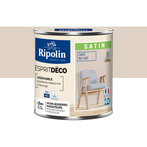 Peinture Murale Toutes Pièces - Satin - 0,5L - Café au Lait - Ripolin (1/5)